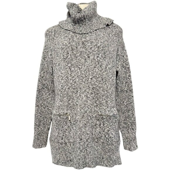 Workshop Republic Gray Cowl Turtleneck Sweater Long Soft Cozy Zip Pocket - Picture 1 of 10